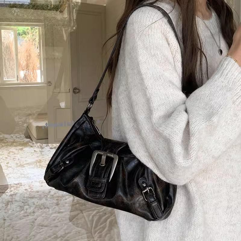 Buckled Faux Leather Shoulder Bag Product Image