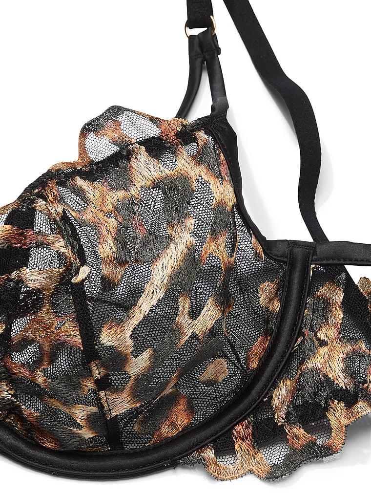 Leopard Embroidery Unlined Low-Cut Demi Bra Product Image