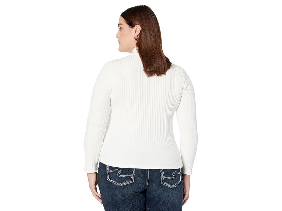 Liverpool Los Angeles Plus Size Mock Neck Long Sleeve Tee (Snow) Women's Clothing Product Image