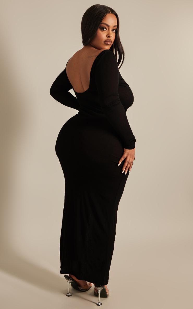 Plus Black Mesh Low Back Maxi Dress Product Image