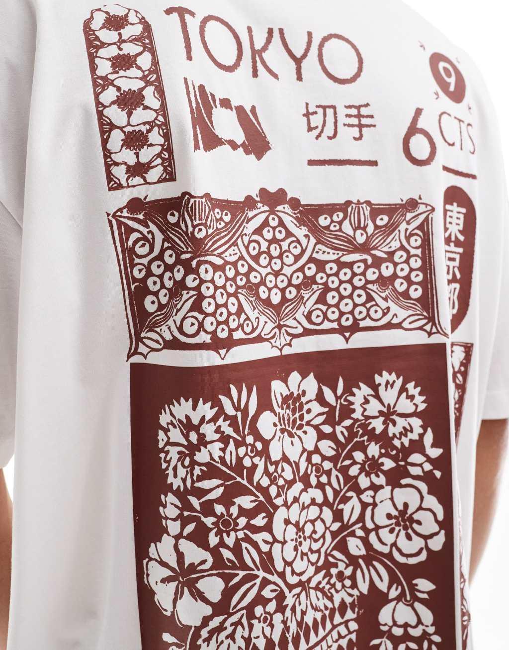 ASOS DESIGN oversized t-shirt in white with souvenir back print Product Image