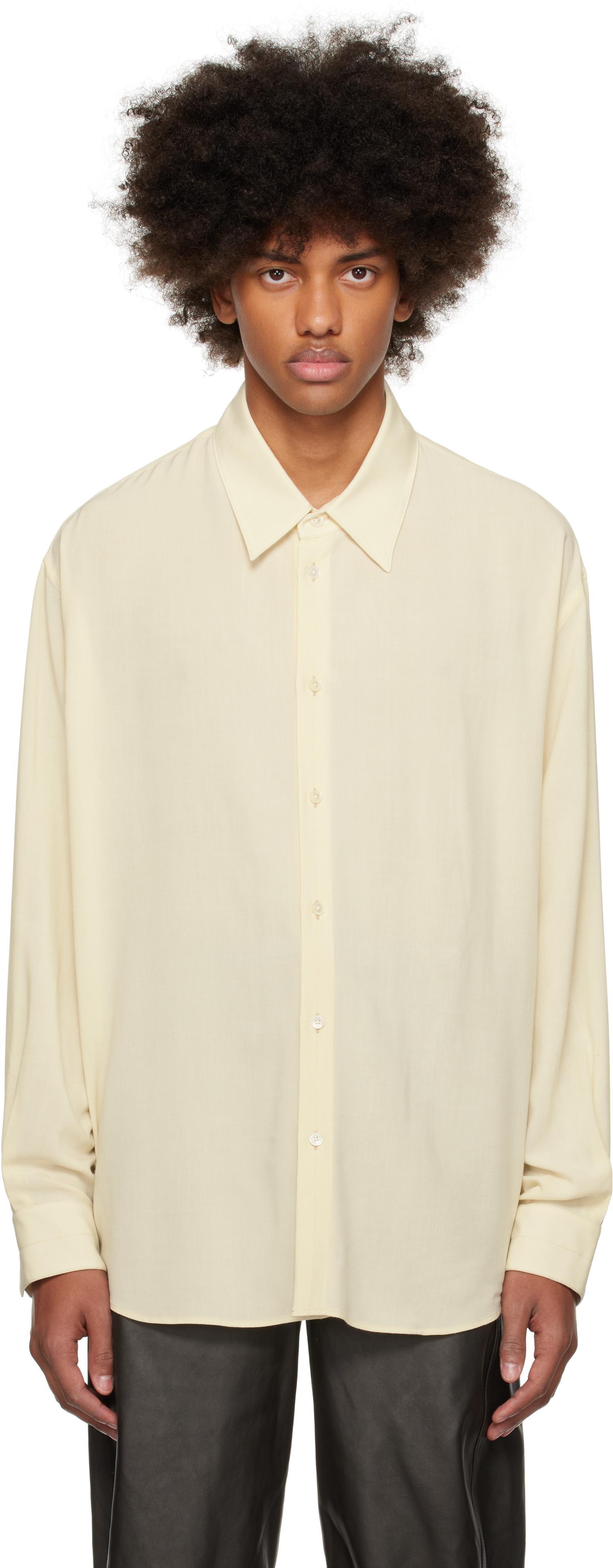 LEMAIRE Relaxed Fit Button-up Shirt In Ye507 Cream Product Image