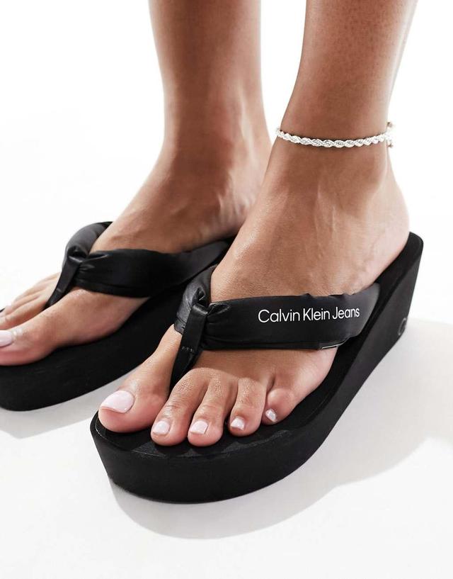 Calvin Klein Jeans padded wedge sandals in multi Product Image