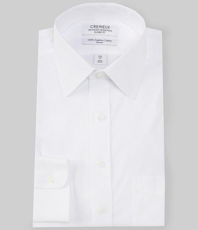 Cremieux Classic Fit Non-Iron Point Collar Solid Pinpoint Dress Shirt Product Image