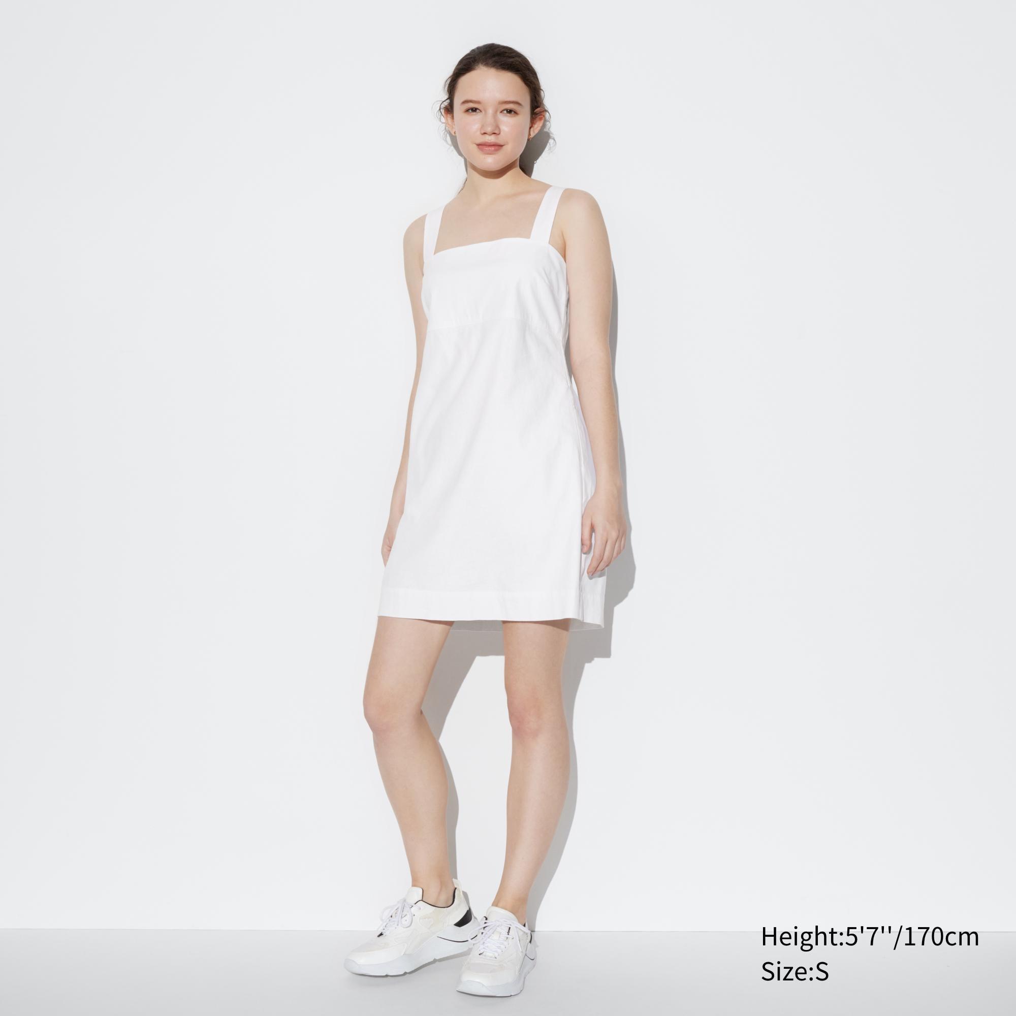 Womens Linen Blend Sleeveless Mini Dress White XS UNIQLO US Product Image