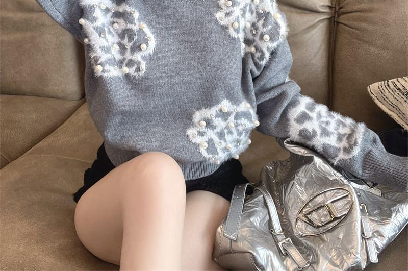 Crewneck Floral Jacquard Sweater Product Image