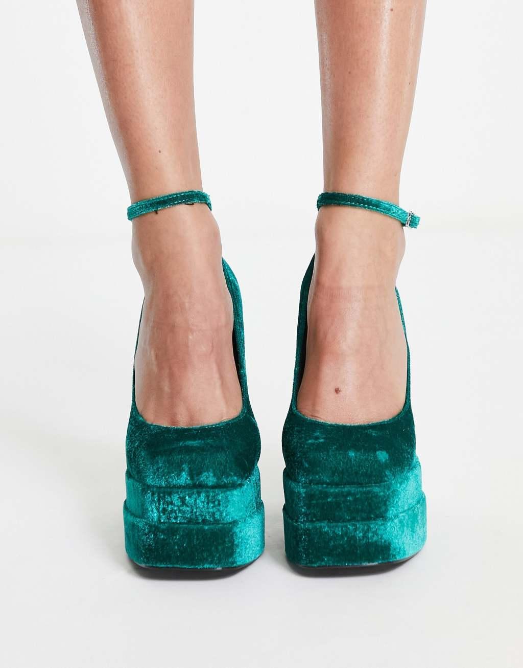 ASOS DESIGN Pistol double platform heeled shoes Product Image