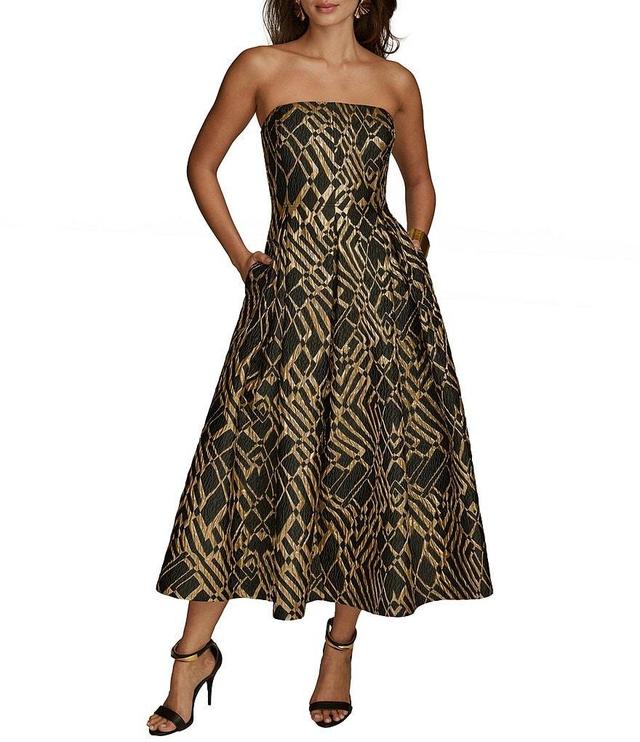 Donna Karan Strapless Brocade Fit and Flare Dress Product Image