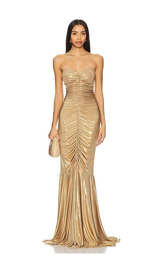 Strapless Shirred Front Fishtail Gown Product Image