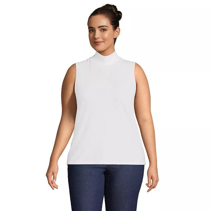 Plus Size Lands End Sleeveless Mock Neck Tank, Womens Black Product Image