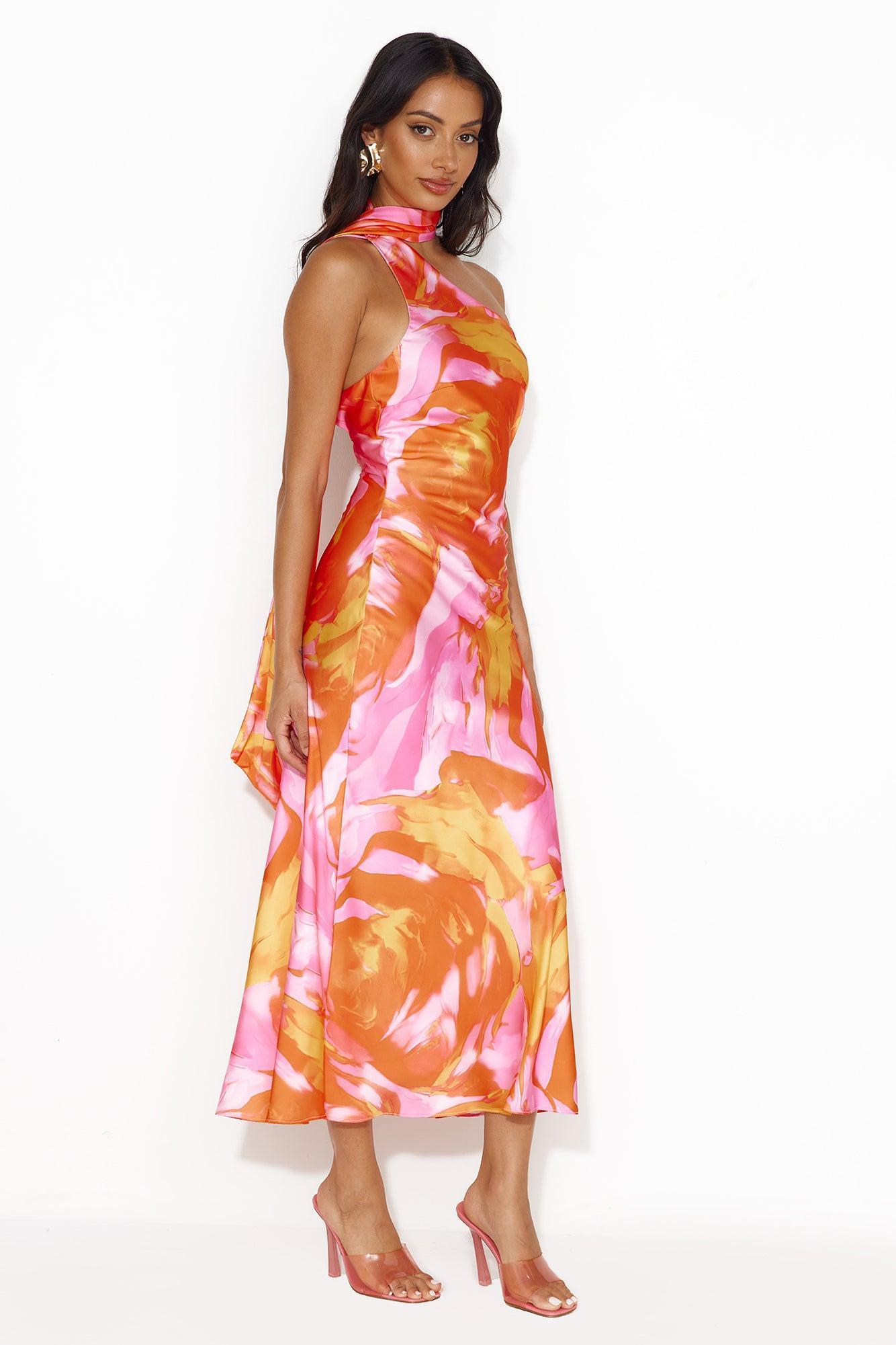 Thought That Counts Satin Maxi Dress Orange Product Image