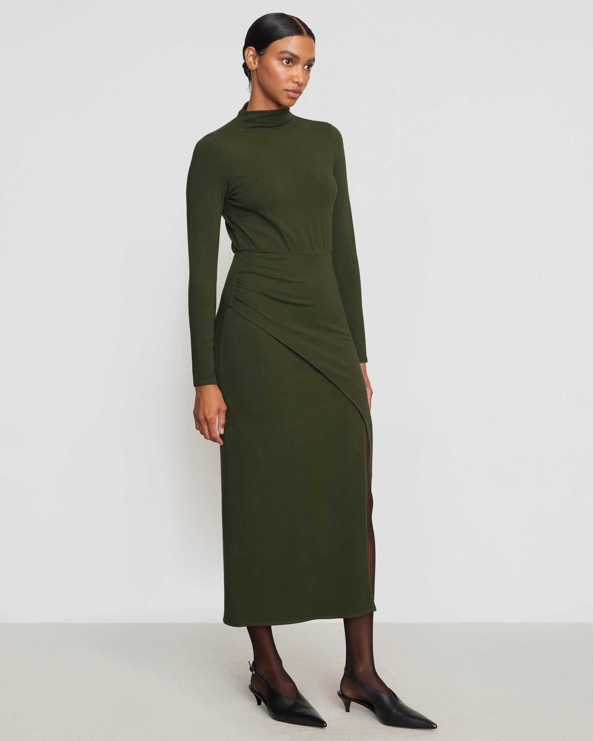 Suki Mock-Neck Side-Slit Dress Product Image