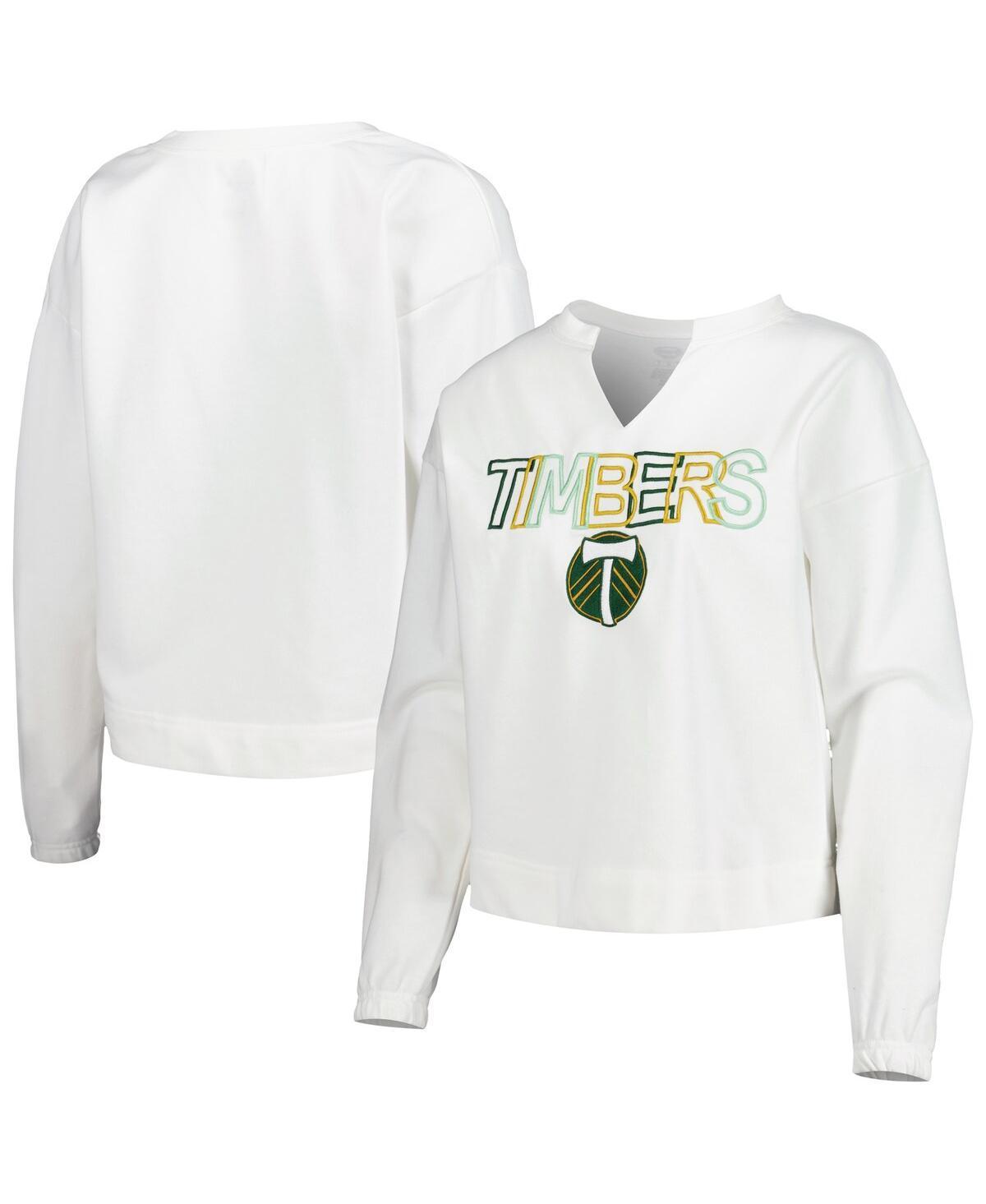 Concepts Sport Womens White Portland Timbers Sunray Notch Neck Long Sleeve T-Shirt Product Image