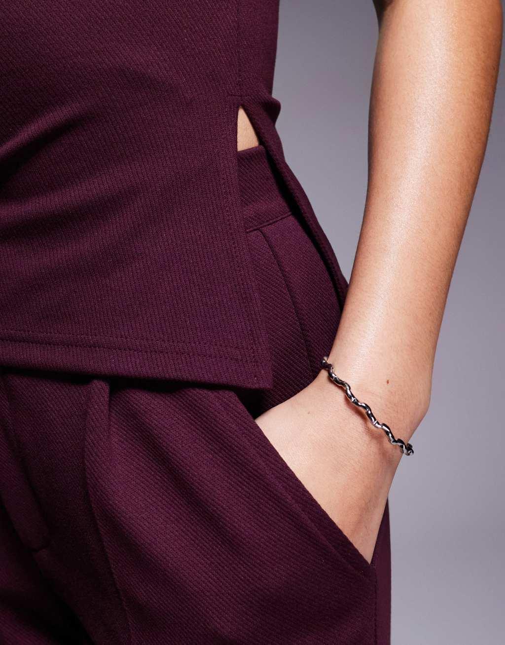 ASOS DESIGN strapless ruched side top in burgundy - part of a set Product Image