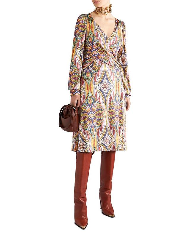 Etro Printed Crossover Front Jersey Dress Product Image