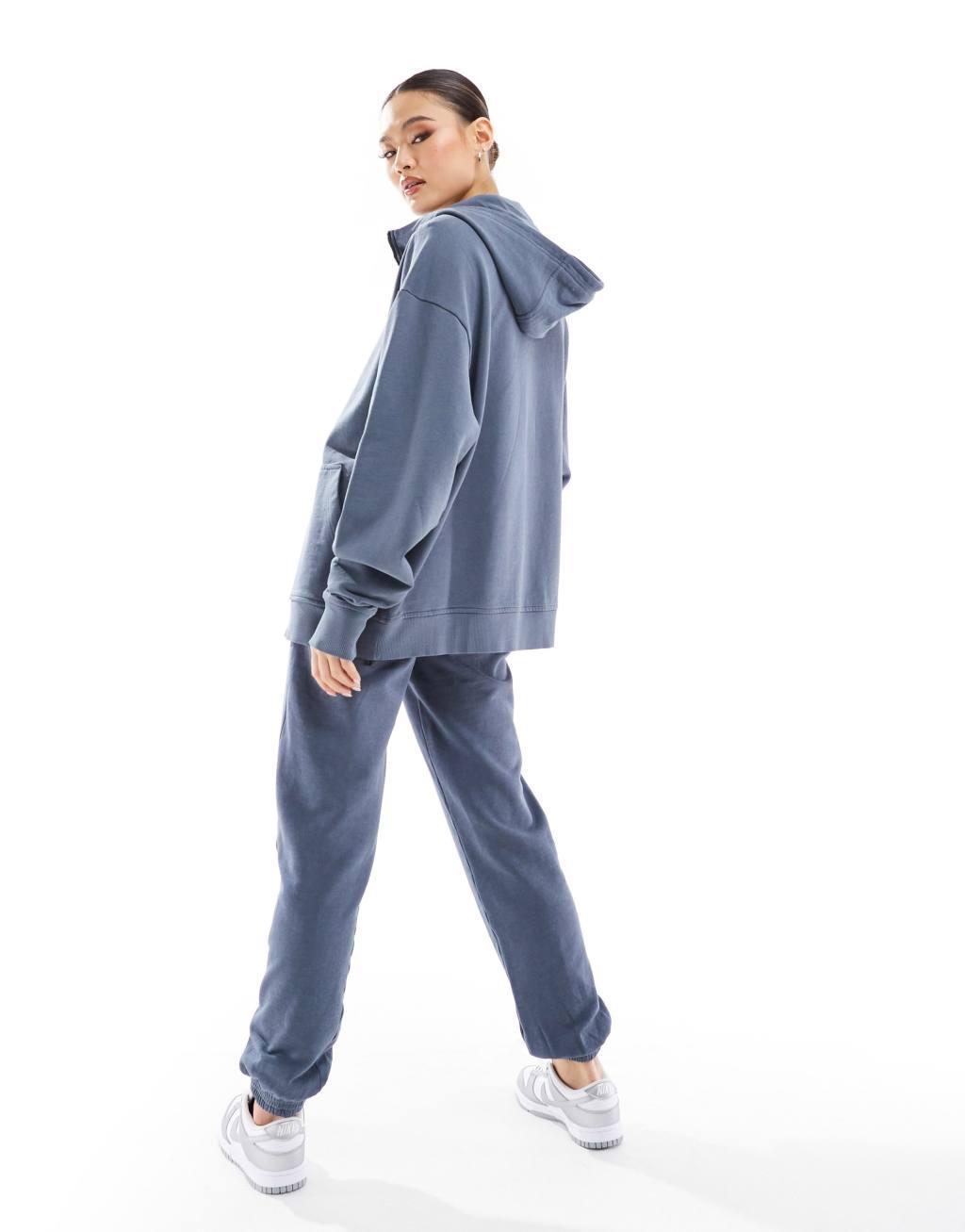 ASOS 4505 oversized fleece training sweatpants in slate blue wash Product Image