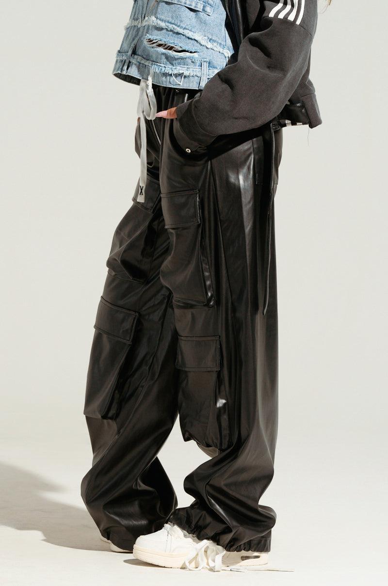 RICK WIDE LEG FAUX LEATHER PANT Product Image