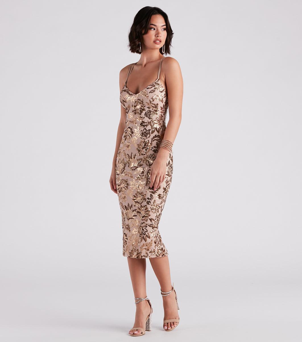 Adora Formal Sequin Midi Dress Product Image