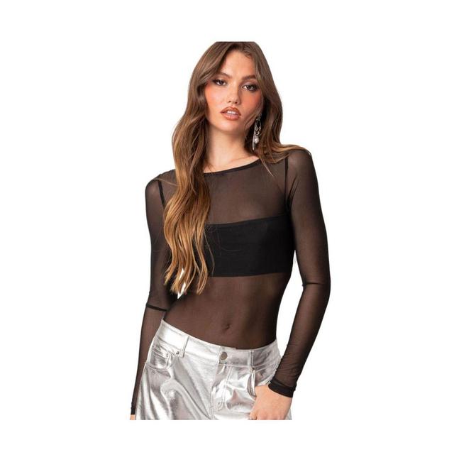 EDIKTED Sheer Bandeau Mesh Bodysuit Product Image