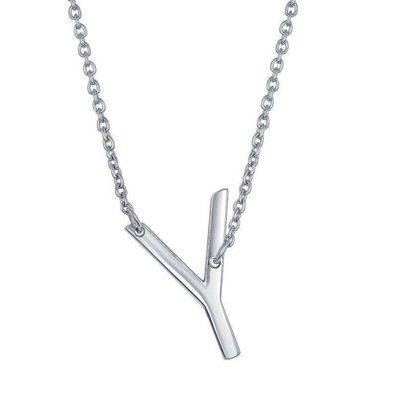 Sterling Silver Sideways Initial Necklace, Womens Sterling J Product Image