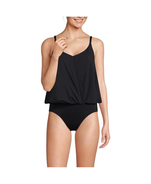 Lands End Womens Smoothing Control Blouson Fauxkini One Piece Swimsuit Product Image