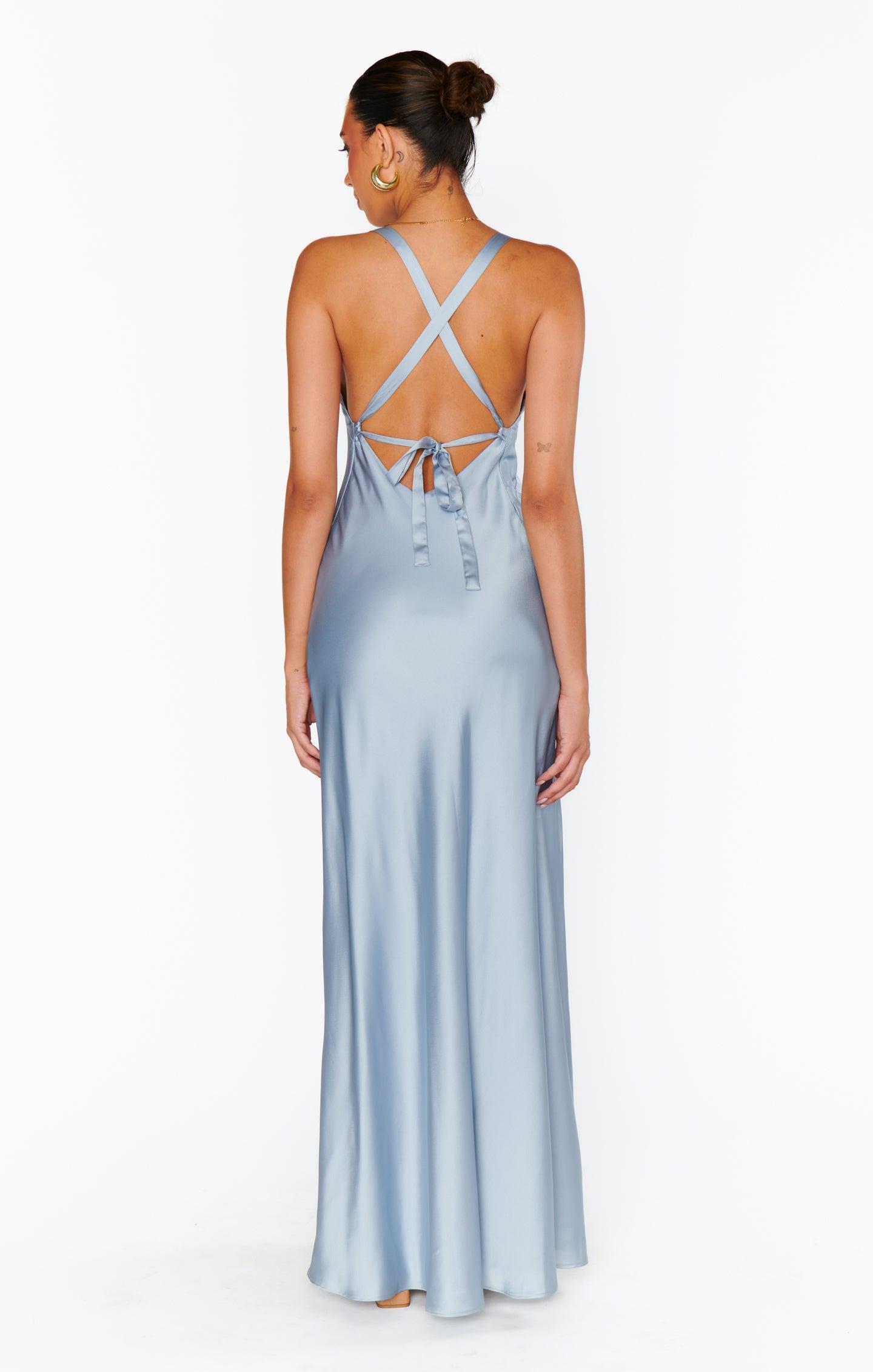 Anderson Maxi Dress ~ Steel Blue Luxe Satin Product Image