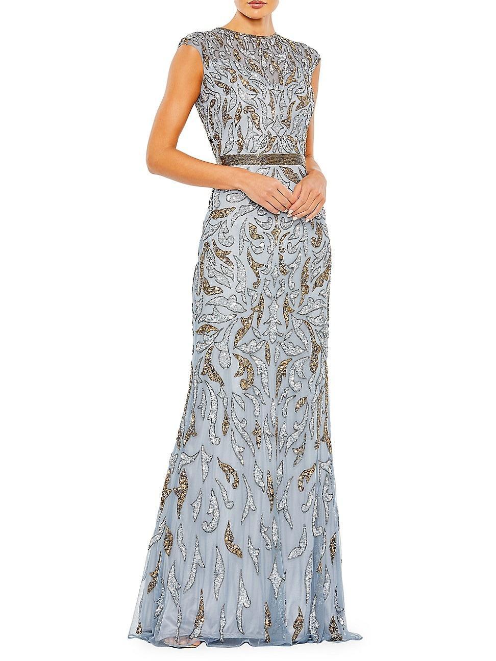 Mac Duggal Beaded Paisley Sleeveless Trumpet Gown Product Image