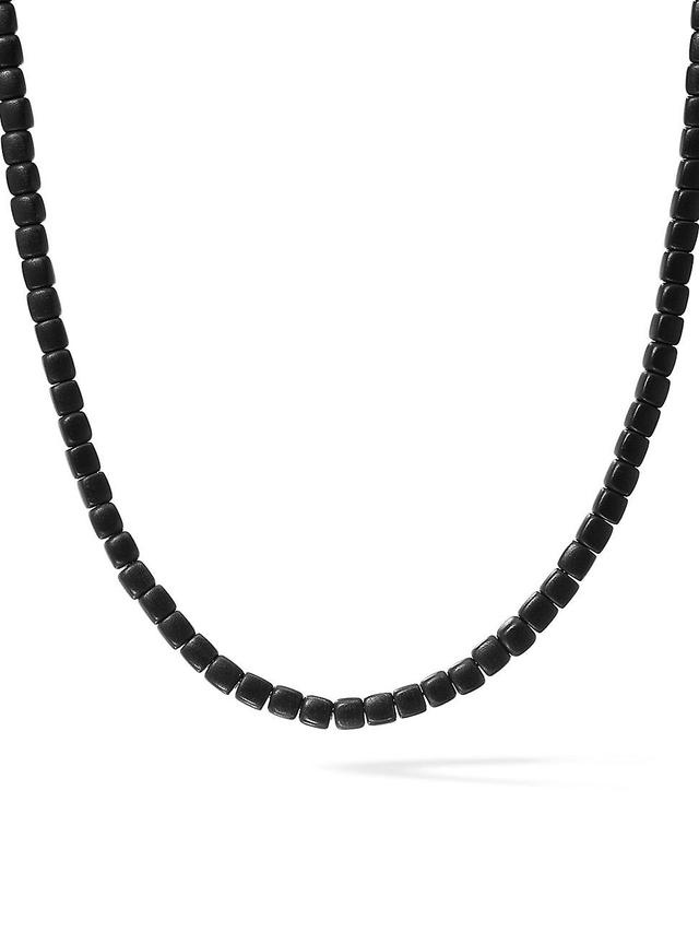 Mens Onyx & Sterling Silver Square Beaded Necklace Product Image