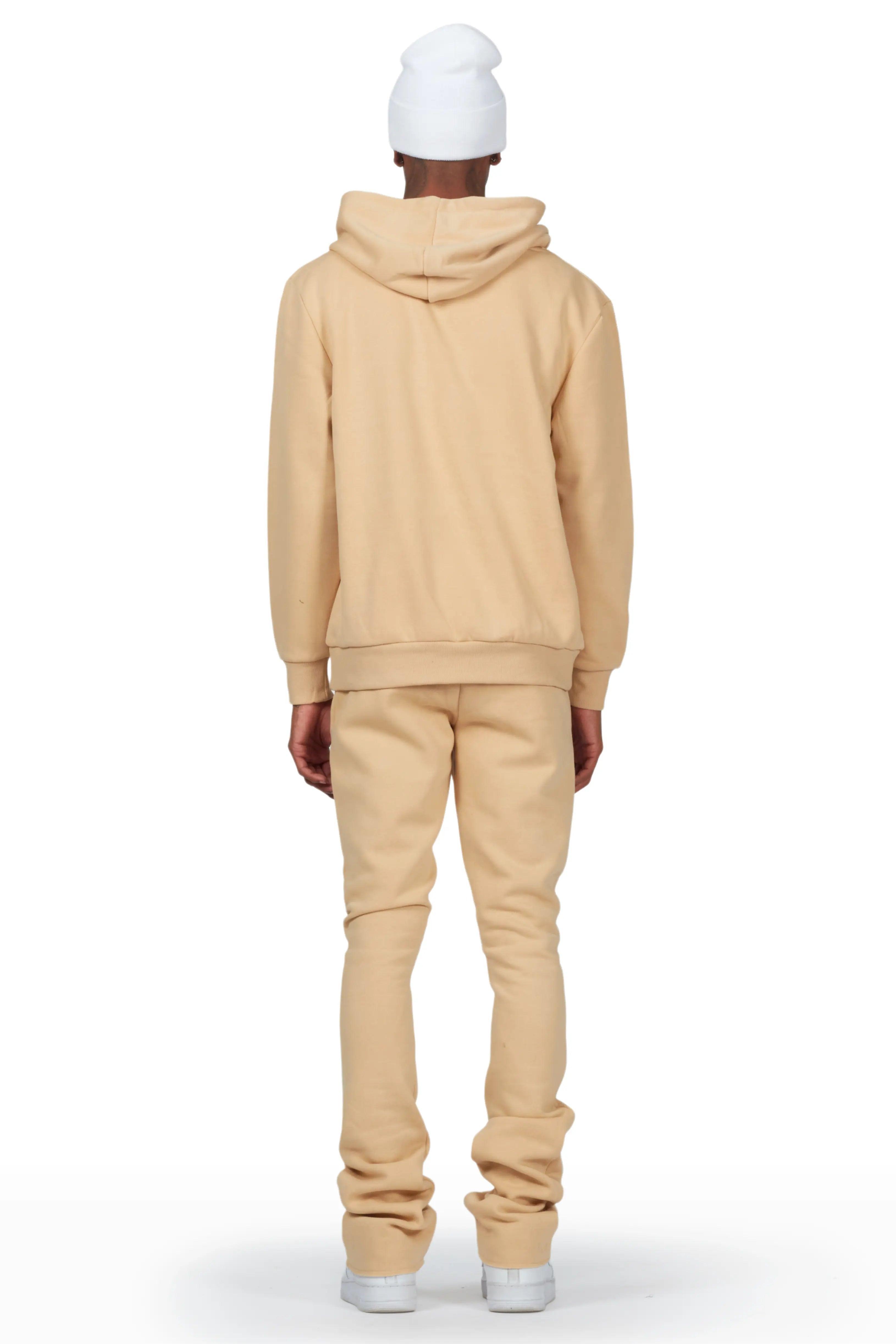 Draven Tan Hoodie/Stacked Flare Track Pant Set Male Product Image