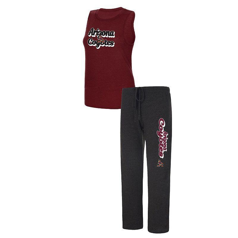 Womens Concepts Sport Garnet/Black Arizona Coyotes Meter Muscle Tank Top & Pants Sleep Set Red Product Image