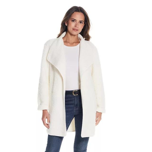 Womens Weathercast Ribbed Knit Sherpa-Lined Coatigan Ivory Product Image