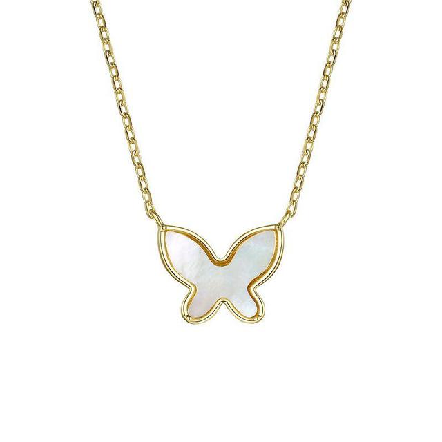 Kids 14k Gold Plated Mother of Pearl Butterfly Layering Pendant Necklace, Womens Gold Tone Product Image