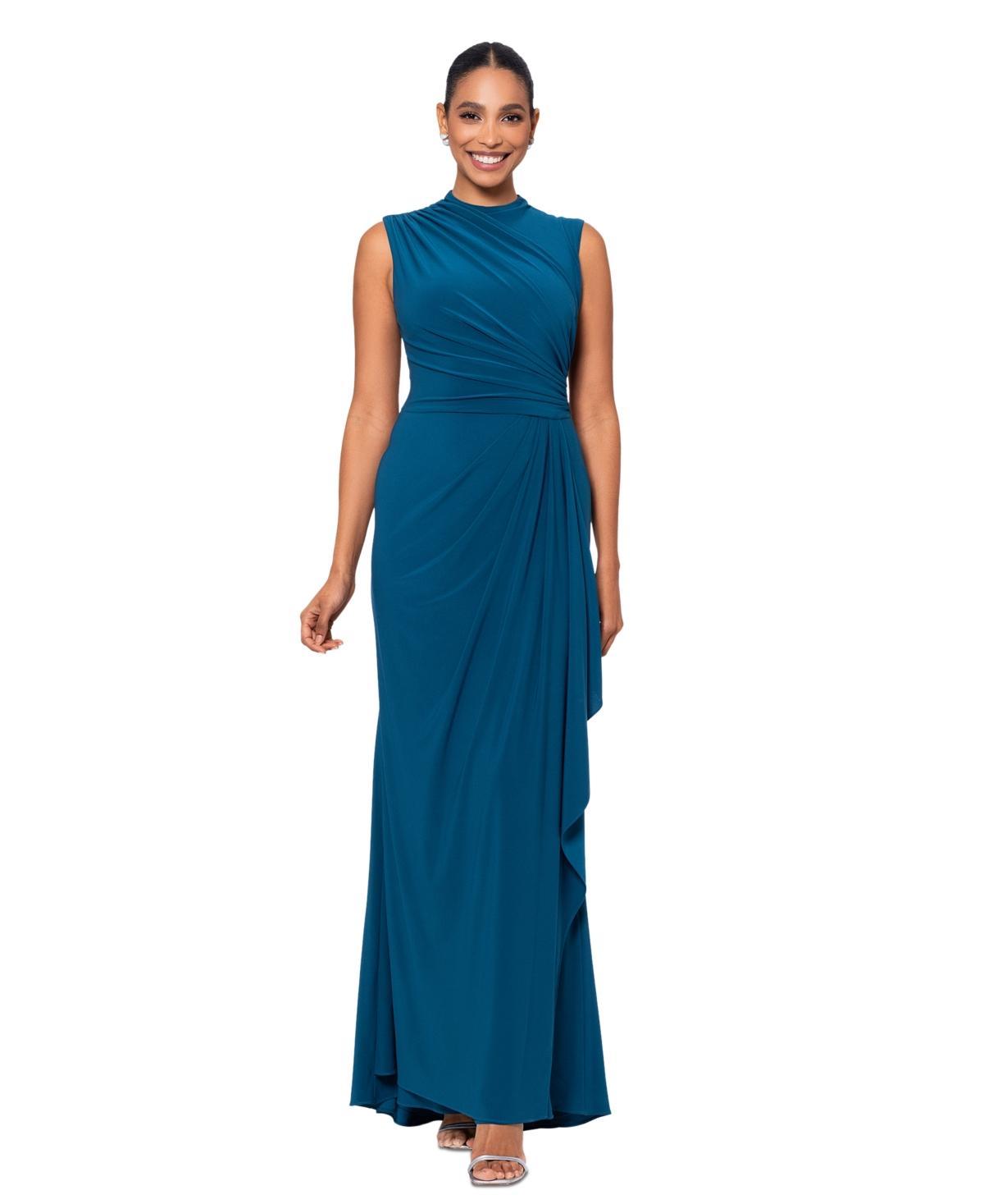 Betsy & Adam Womens Ruched Draped Gown Product Image