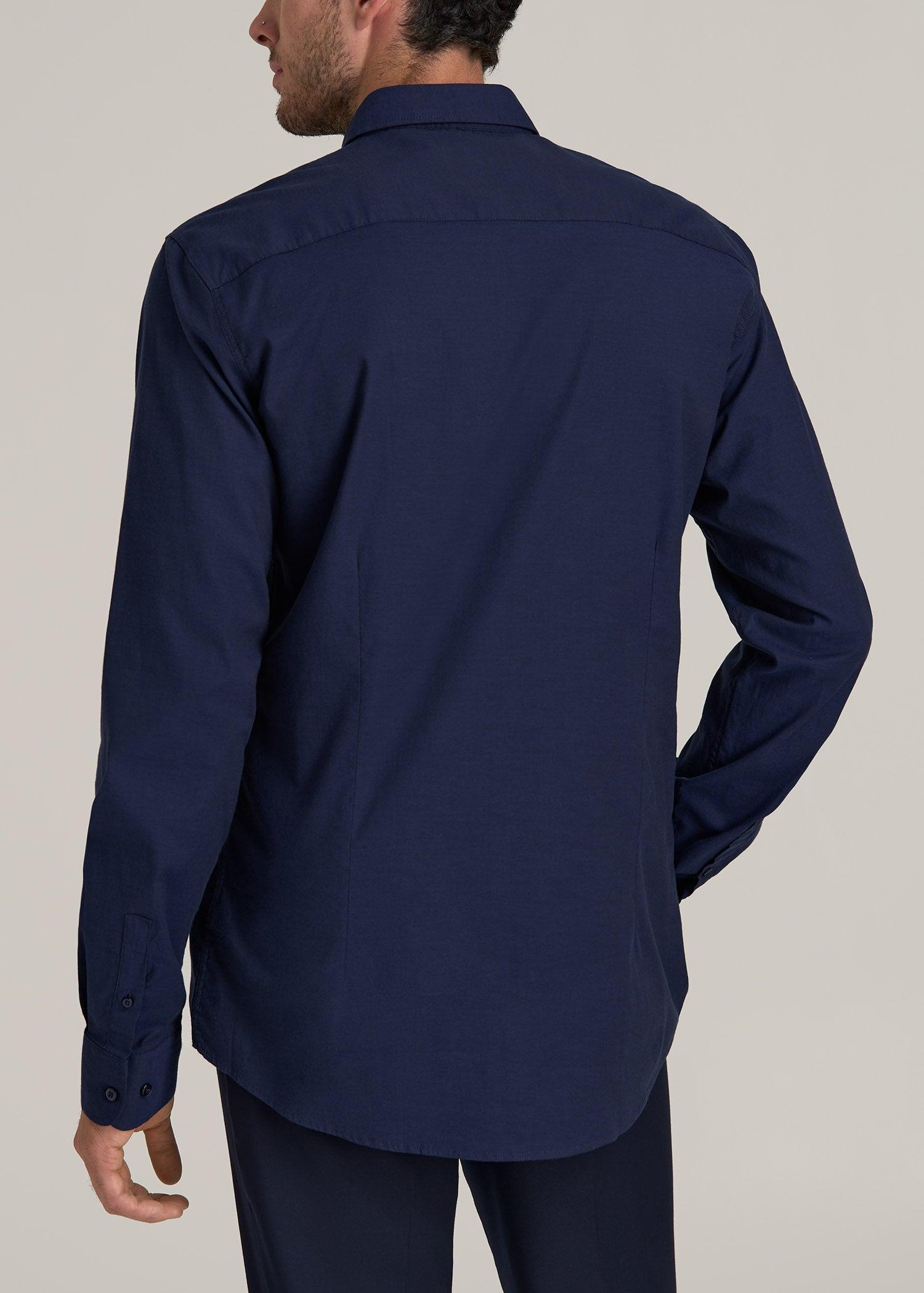 Oskar Button-Up Dress Shirt for Tall Men in Deep Blue Mix Product Image