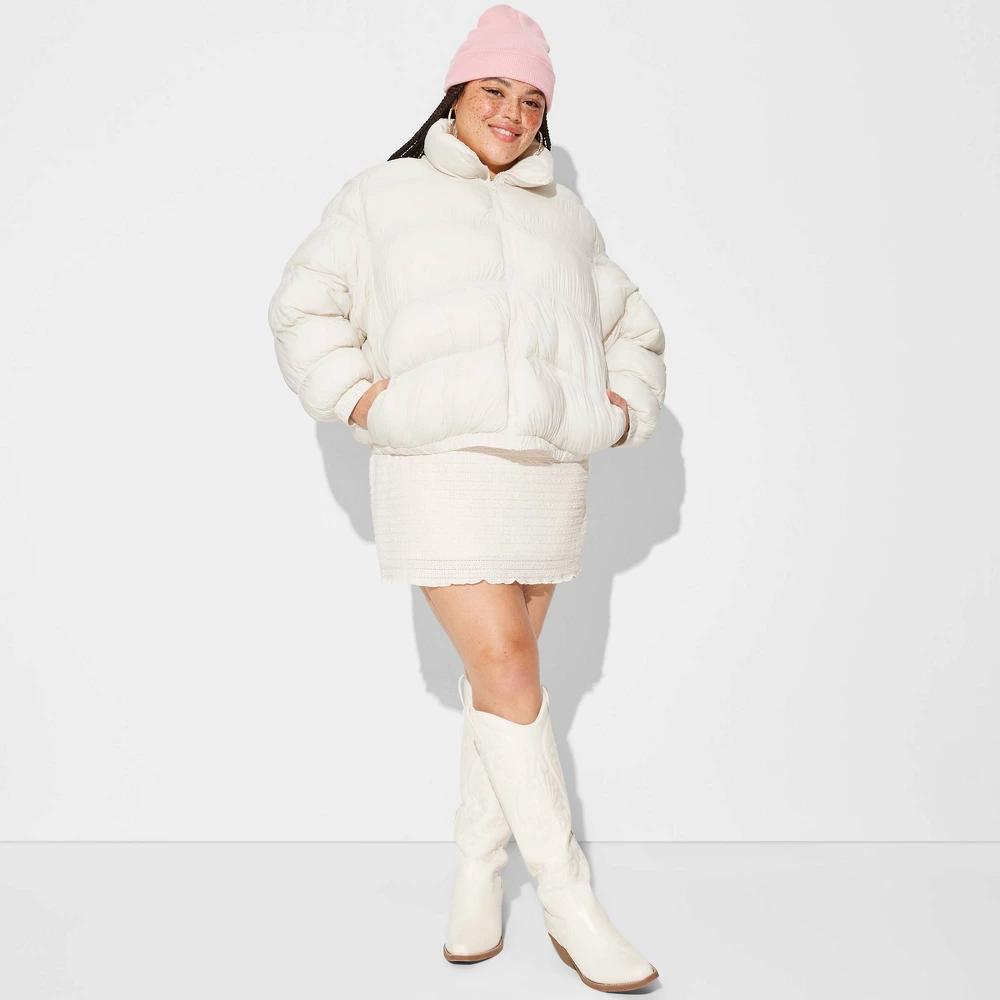 Womens Puffer Jacket - Wild Fable Off-White XXL Product Image