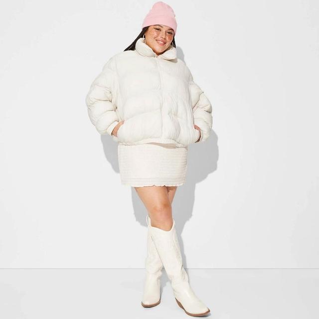 Womens Puffer Jacket - Wild Fable Off-White XXL Product Image