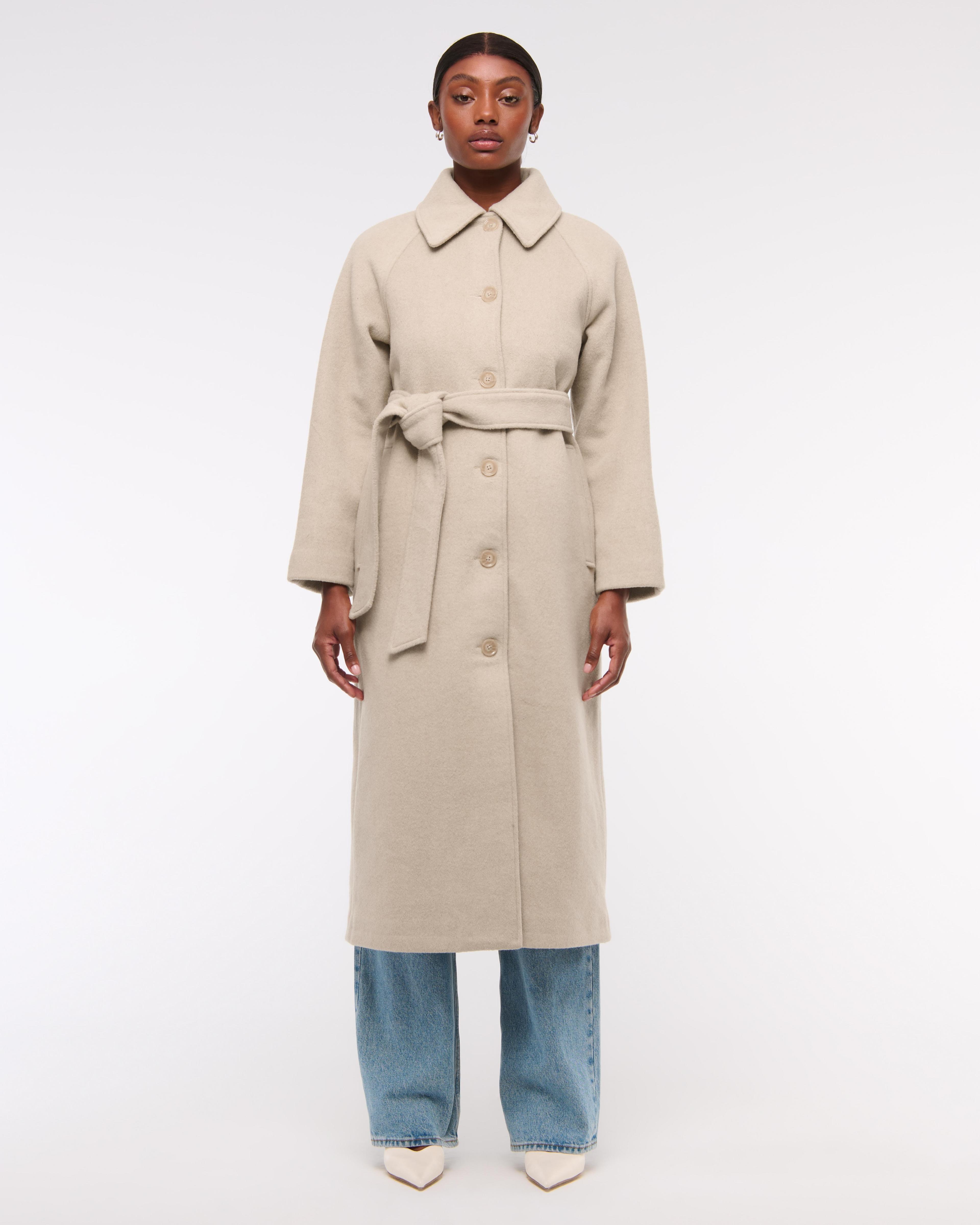 Wool-Blend Belted Coat Product Image