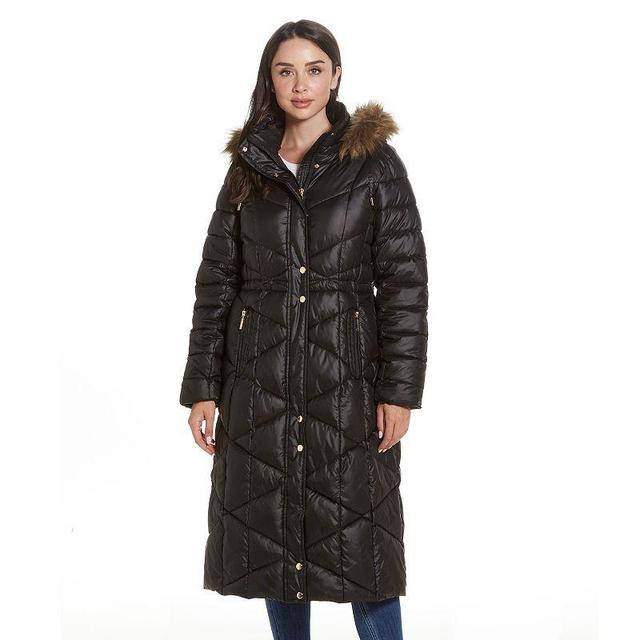 Womens Gallery Heavyweight Long Puffer Coat Brown Grey Product Image