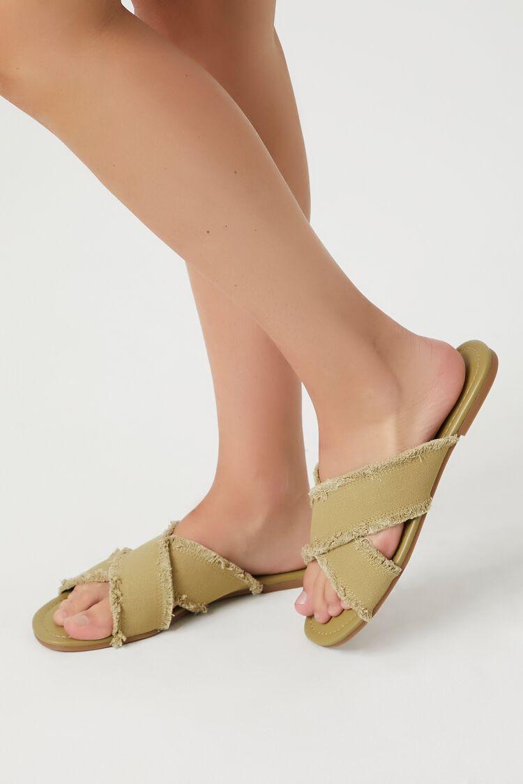 Frayed Crisscross Flat Sandals | Forever 21 Product Image