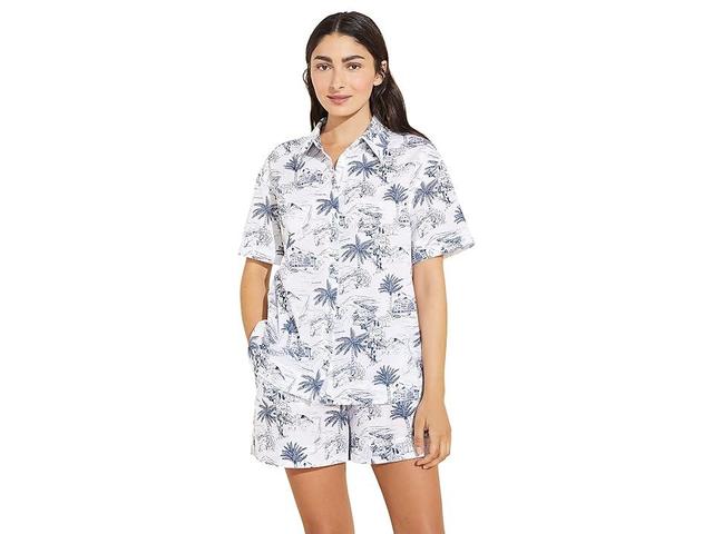 Eberjey Organic Sandwashed Cotton Printed - The Short PJ Set (Riviera Toile Coastal ) Women's Pajama Sets Product Image