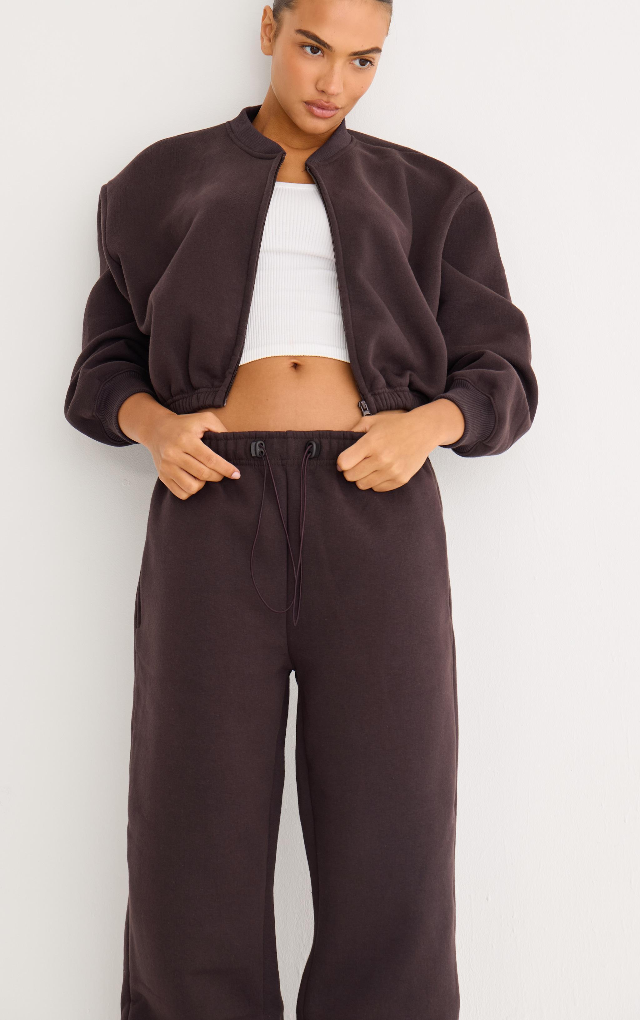 Dark Chocolate Drawcord Hem Oversized Sweatpants Product Image