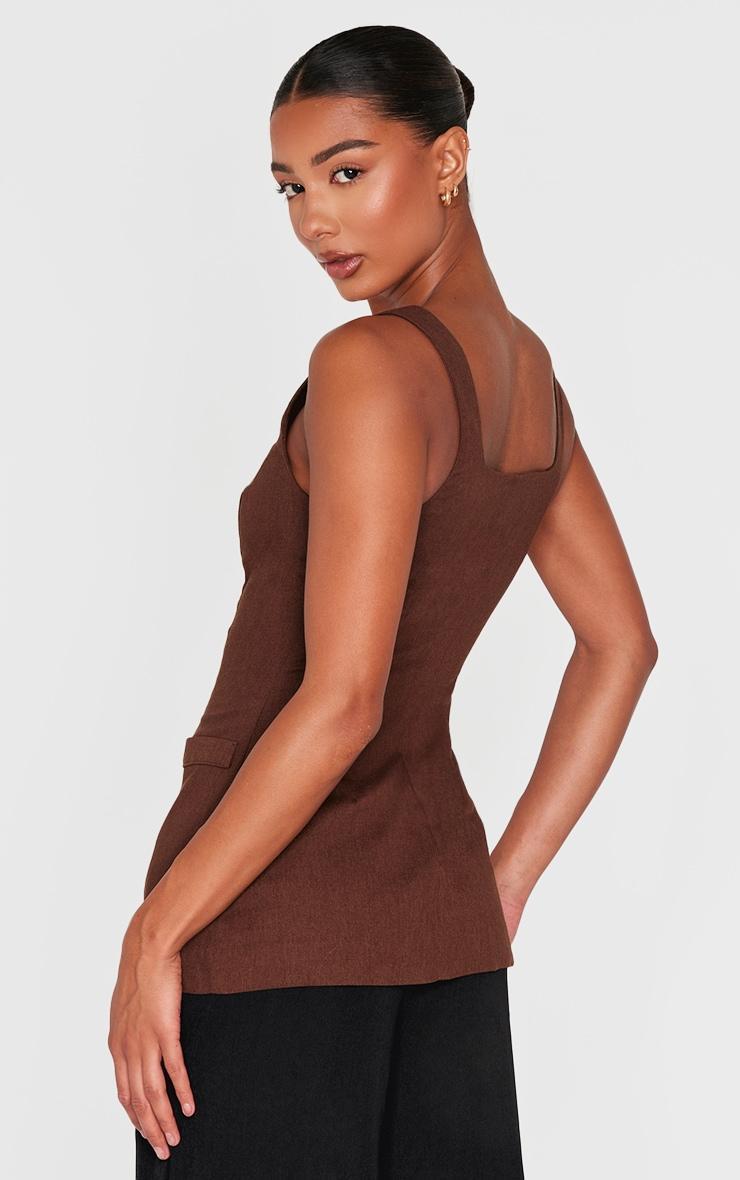 Chocolate Longline Square Neck Vest Product Image