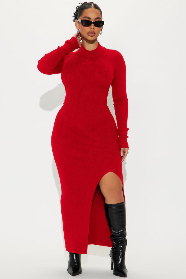 Anna Sweater Maxi Dress - Red Product Image