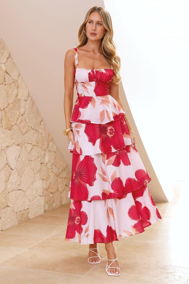 Flowering Splendor Maxi Dress Red Product Image