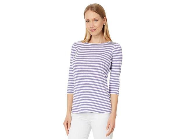 NIC+ZOE 3/4 Sleeve Stripe Boat Tee Multi) Women's T Shirt Product Image