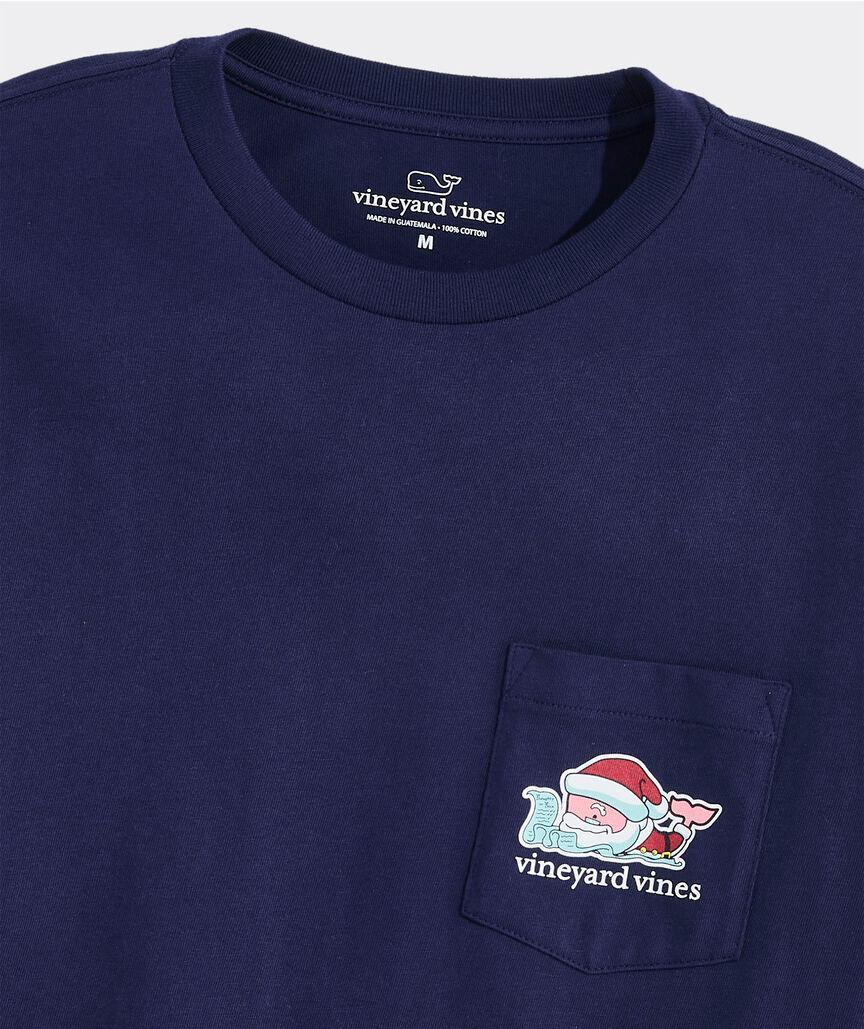 Santa's List Whale Long-Sleeve Pocket Tee Product Image