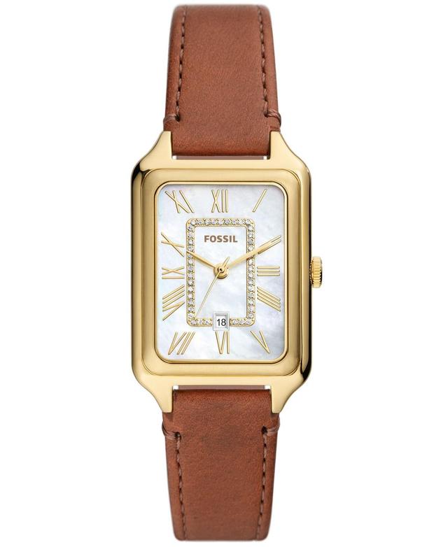 Fossil Womens Raquel Three-Hand Date Medium Brown Genuine Leather Watch, 26mm Product Image