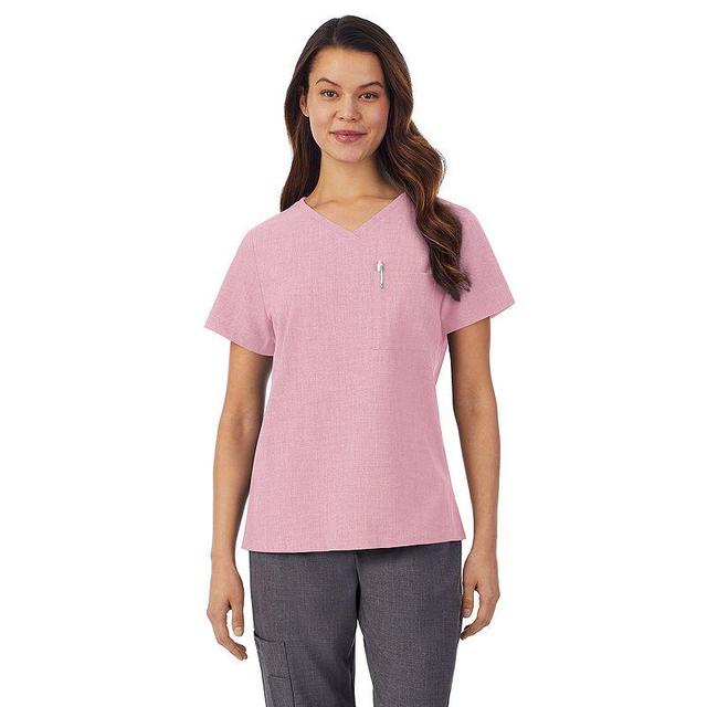 Womens Cuddl Duds Scrubs Classic V-Neck Top Cameo Pink Grey Product Image