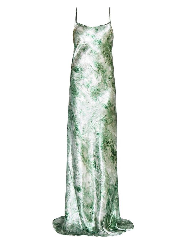 Womens Abstract Satin Sleeveless Maxi Dress Product Image