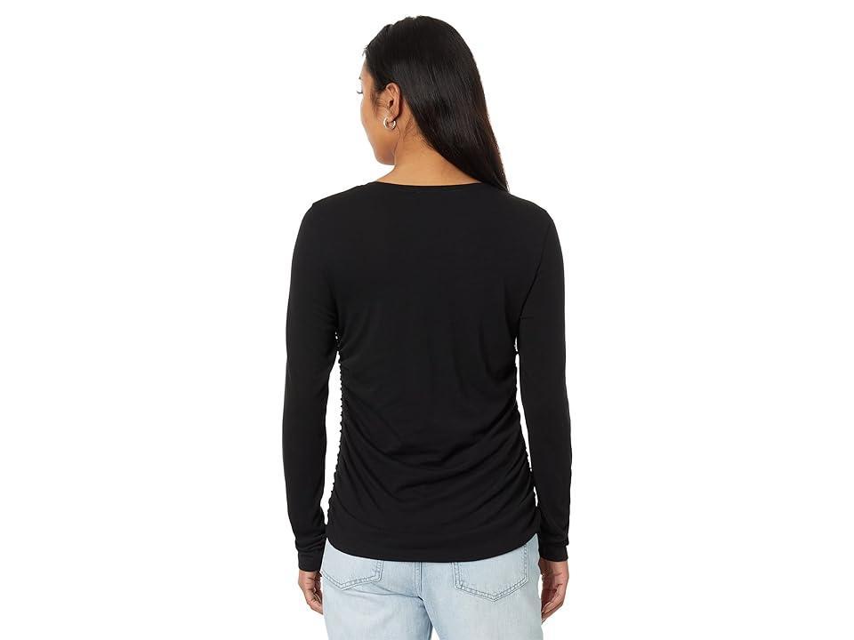 Lilla P Long Sleeve Shirred Side Crew Neck Women's Clothing Product Image